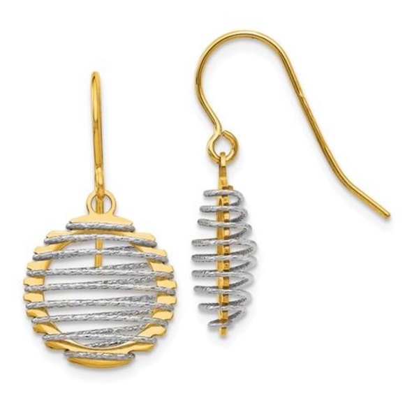 14K Two Tone Gold Oval Wrap French Wire Earrings